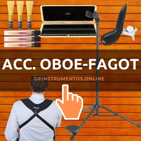 el fagot, el oboe y corno ingles son de la familia de instrumentos musicales de viento madera y necesitan cañas y otros accesorios puedes verlos en tiendadeinstrumentos.es